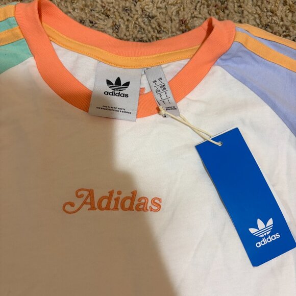 Adidas Originals Enjoy Summer Shorts & Raglan Tee Matching Set Colorblock - Picture 12 of 15